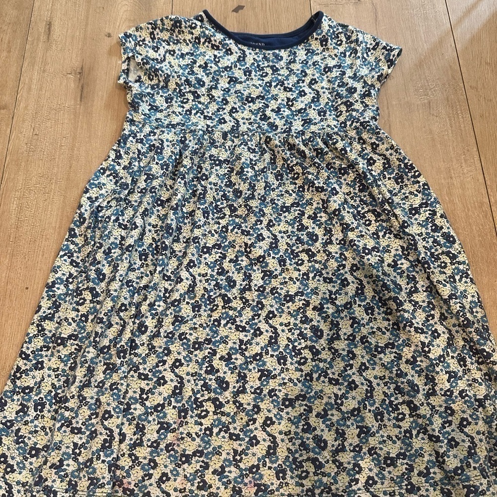 Lands’ end floral, blue dress size small